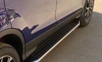 Пороги площадки (подножки) "Premium" Rival для Mitsubishi Eclipse Cross 2018-2021, 180 см, 2 шт., алюминий, A180ALP.4007.1