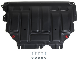Защита картера и КПП АвтоБроня для Audi A3 8V (V - 1.2; 1.4; 1.8) 2012-2016, штампованная, сталь 1.5 мм, с крепежом, 111.05128.1