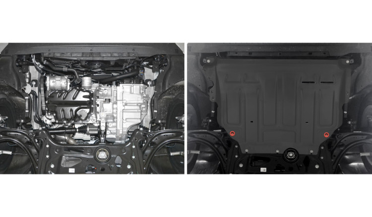 Защита картера и КПП АвтоБроня для Audi A3 8V (V - 1.2; 1.4; 1.8) 2012-2016, штампованная, сталь 1.5 мм, с крепежом, 111.05128.1