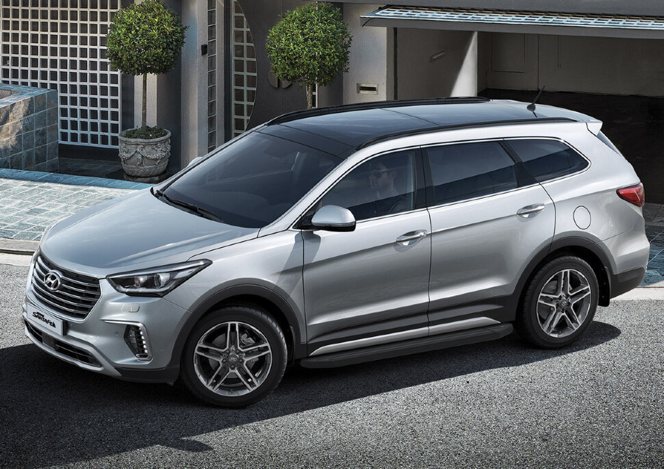 Пороги площадки (подножки) "Premium-Black" Rival для Hyundai Grand Santa Fe 2013-2018, 180 см, 2 шт., алюминий, A180ALB.2306.2 купить недорого