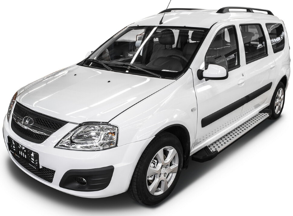 Пороги площадки (подножки) "Bmw-Style круг" Rival для Lada Largus универсал 2012-2021, 193 см, 2 шт., алюминий, D193AL.6001.2 купить недорого