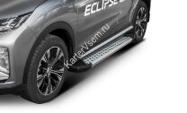 Пороги площадки (подножки) "Bmw-Style круг" Rival для Mitsubishi Eclipse Cross 2018-2021, 180 см, 2 шт., алюминий, D180AL.4007.1