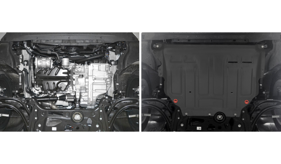 Защита картера и КПП АвтоБроня для Audi A3 8V, 8Y (V - 1.4) 2016-2020 2020-н.в., штампованная, сталь 1.5 мм, с крепежом, 111.05128.1