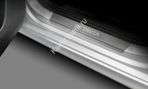 Накладки на пороги Rival для Skoda Octavia A8 2020-н.в., нерж. сталь, с надписью, 4 шт., NP.5110.3 с доставкой по всей России