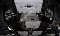 Защита радиатора, картера, КПП, РК, топливного бака и редуктора Rival для BMW X5 G05 (xDrive 25d) 2018-н.в., штампованная, алюминий 3 мм, с крепежом, 5 частей, K333.0534.1