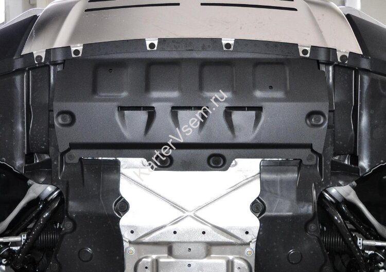 Защита радиатора Rival (черная) для Rolls-Royce Cullinan 2018-н.в., штампованная, алюминий 4 мм, с крепежом, 333.2503.1