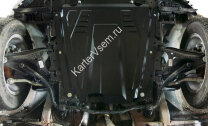 Защита картера и КПП АвтоБроня для Renault Logan I 2004-2015, штампованная, сталь 1.5 мм, с крепежом, 111.06027.1
