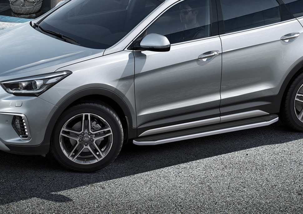 Пороги площадки (подножки) "Premium" Rival для Hyundai Grand Santa Fe 2013-2018, 180 см, 2 шт., алюминий, A180ALP.2306.2 с доставкой по всей России