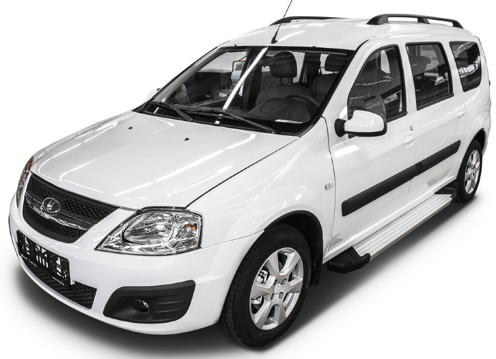 Пороги площадки (подножки) "Silver" Rival для Lada Largus универсал 2012-2021, 193 см, 2 шт., алюминий, F193AL.6001.2 купить недорого