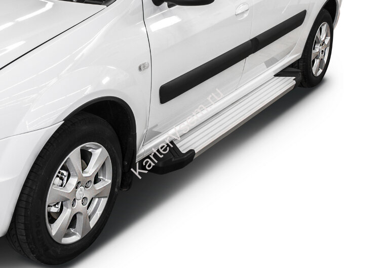 Пороги на автомобиль "Silver" Rival для Lada Largus универсал 2012-2021, 193 см, 2 шт., алюминий, F193AL.6001.2