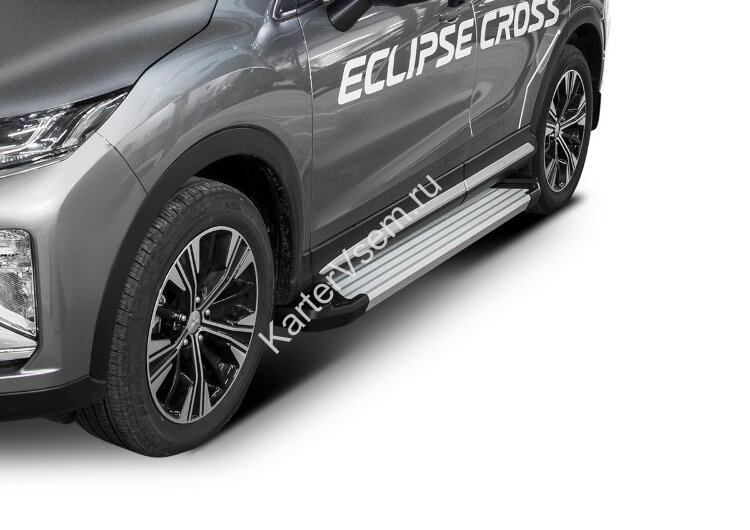 Пороги площадки (подножки) "Silver" Rival для Mitsubishi Eclipse Cross 2018-2021, 180 см, 2 шт., алюминий, F180AL.4007.1 с доставкой по всей России