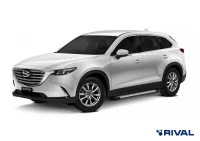 Пороги на автомобиль (подножки) "Bmw-Style круг" Rival для Mazda CX-9 II 2016-н.в., 193 см, 2 шт., алюминий, D193AL.3803.2
