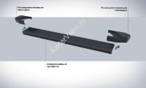 Пороги площадки (подножки) "Black" Rival для Chery Tiggo 8 Pro Max 2022-н.в., 180 см, 2 шт., алюминий, F180ALB.0905.2 в официальном интернет магазине