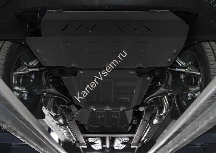 Защита радиатора, картера, КПП и РК Rival (черная) для Mercedes-Benz G-klasse W464 2018-н.в., штампованная, алюминий 6 мм, с крепежом, 4 части, K333.3951.1.6