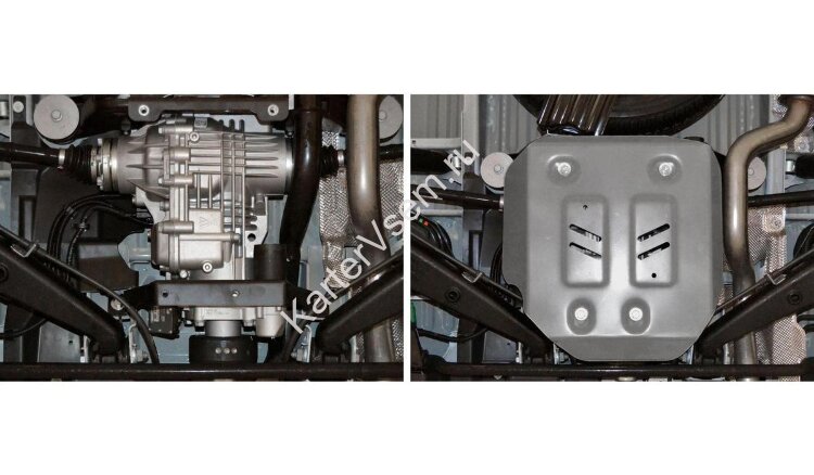 Защита редуктора Rival для Volkswagen Caravelle T5, T6 4WD 2009-2019, штампованная, алюминий 4 мм, с крепежом, 333.5845.1