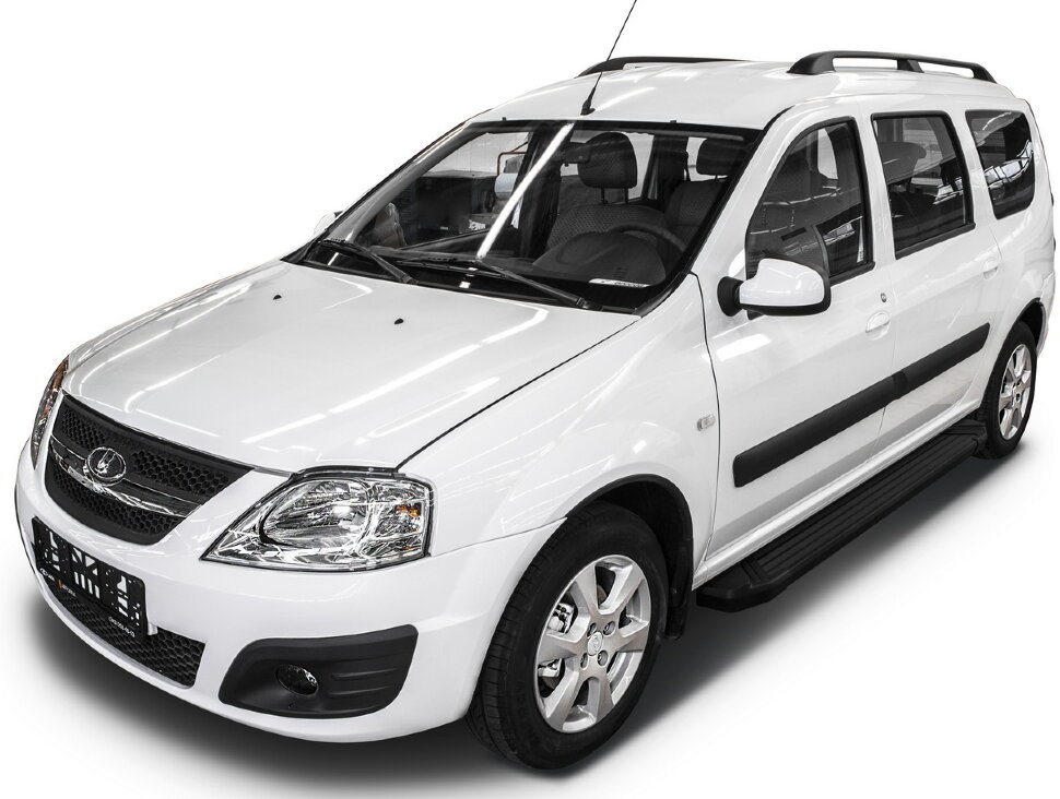 Пороги площадки (подножки) "Black" Rival для Lada Largus универсал 2012-2021, 193 см, 2 шт., алюминий, F193ALB.6001.2 купить недорого