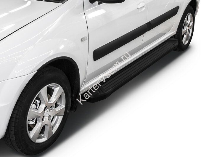 Пороги на автомобиль "Black" Rival для Lada Largus универсал 2012-2021, 193 см, 2 шт., алюминий, F193ALB.6001.2