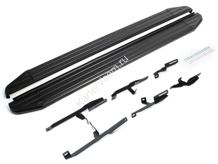 Пороги площадки (подножки) "Premium-Black" Rival для Suzuki Grand Vitara III 5-дв. 2005-2015, 173 см, 2 шт., алюминий, A173ALB.5502.2