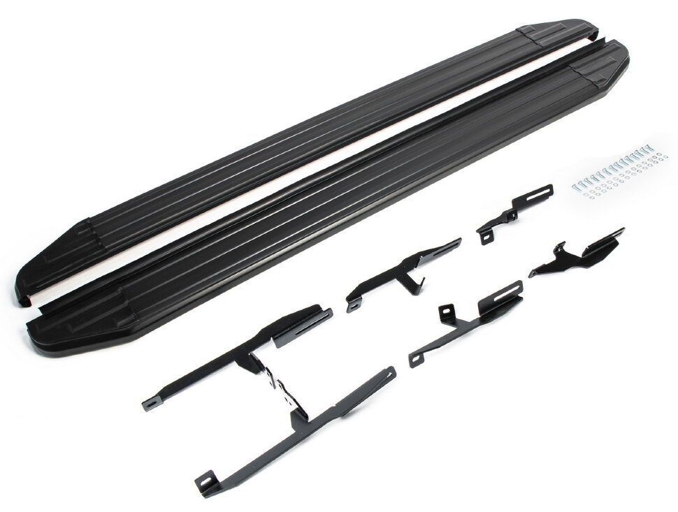 Пороги площадки (подножки) "Premium-Black" Rival для Suzuki Grand Vitara III 5-дв. 2005-2015, 173 см, 2 шт., алюминий, A173ALB.5502.2 с инструкцией и сертификатом
