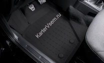 Коврики в салон автомобиля Rival для Lada Kalina I, II поколение седан, хэтчбек, универсал 2004-2018, литьевой полиуретан, с крепежом, 4 части, 66001001