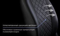 Авточехлы Rival Ромб (зад. спинка цельная) для сидений Volkswagen Polo V седан 2010-2020, эко-кожа, черные, SC.5803.2