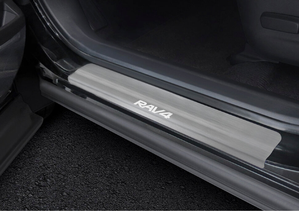Накладки на пороги Rival для Toyota RAV 4 CA40 2012-2019, нерж. сталь, с надписью, 4 шт., NP.5703.3 с доставкой по всей России