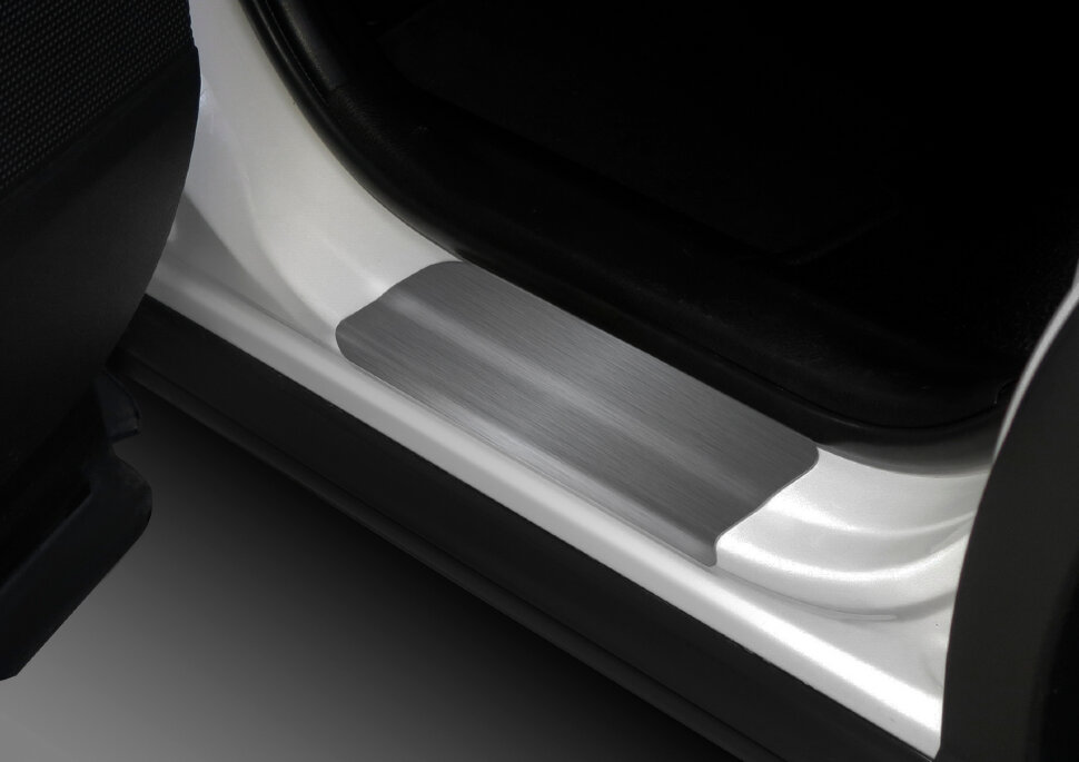 Накладки на пороги Rival для Toyota RAV 4 CA40 2012-2019, нерж. сталь, с надписью, 4 шт., NP.5703.3 с инструкцией и сертификатом