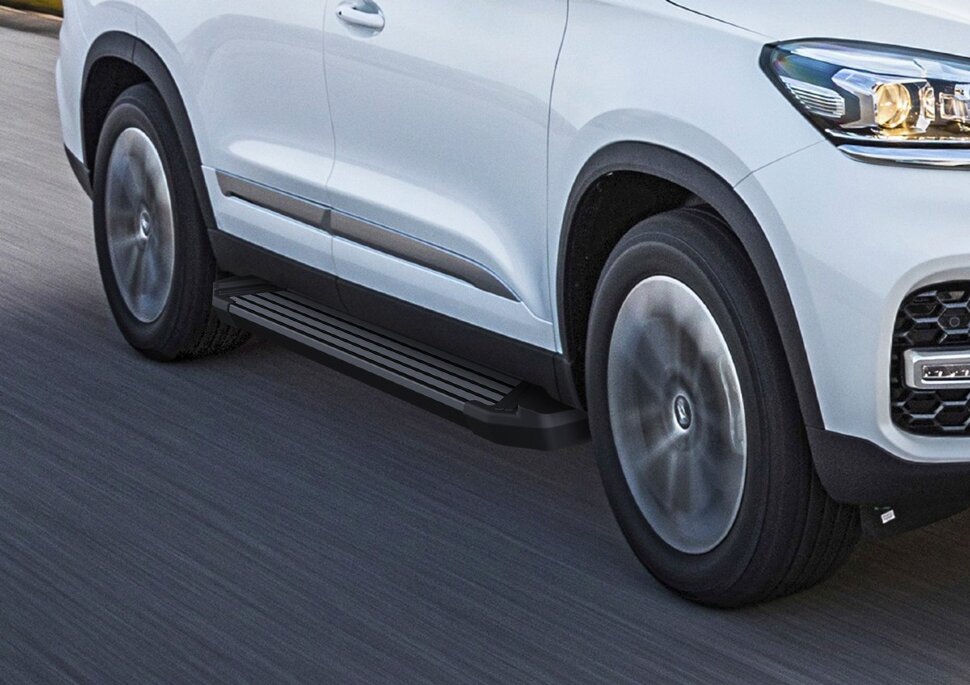 Пороги площадки (подножки) "Black" Rival для Chery Tiggo 8 Pro 2021-н.в., 180 см, 2 шт., алюминий, F180ALB.0905.2 с возможностью установки