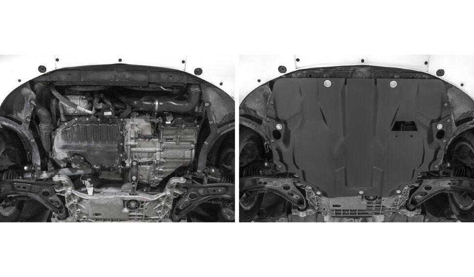 Защита картера и КПП AutoMax для Skoda Superb II 2008-2015, сталь 1.4 мм, с крепежом, штампованная, AM.5107.1
