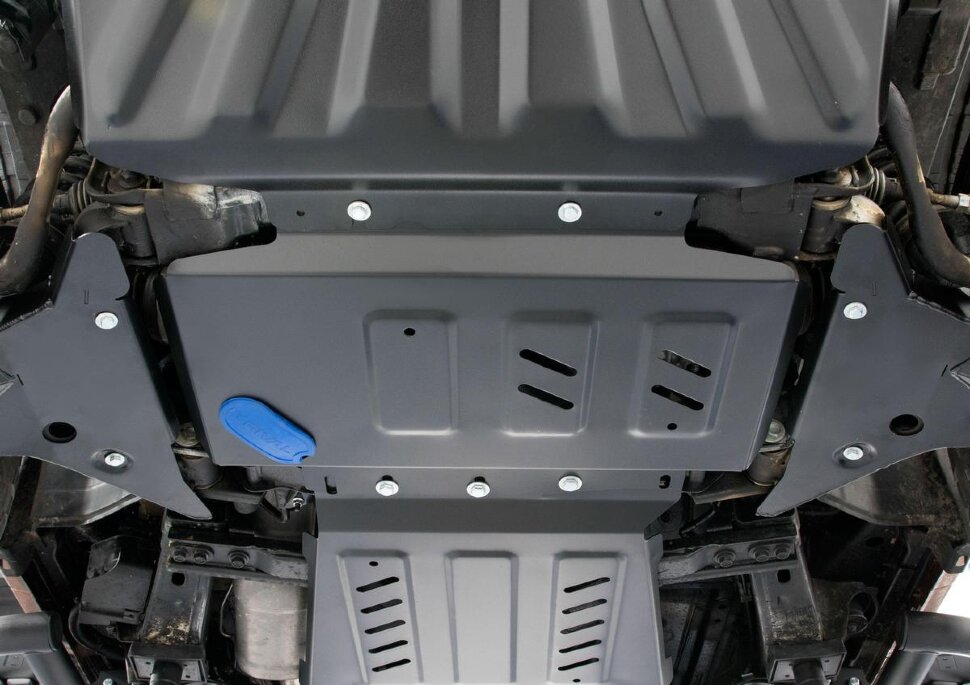 Защита картера Rival для Nissan Pathfinder R51 2004-2010 (устанавл-ся совместно с 2111.4164.2.3), сталь 3 мм, с крепежом, штампованная, 2111.4165.2.3