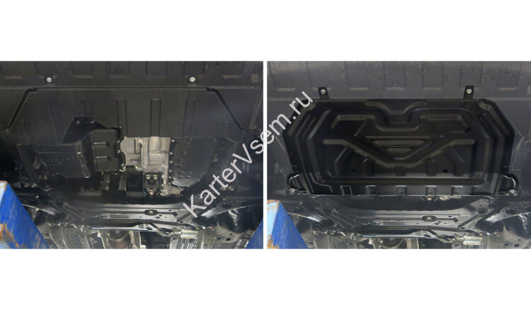 Защита картера и КПП АвтоБроня для Mitsubishi Outlander III 2012-2014, штампованная, сталь 1.5 мм, с крепежом, 111.04036.1