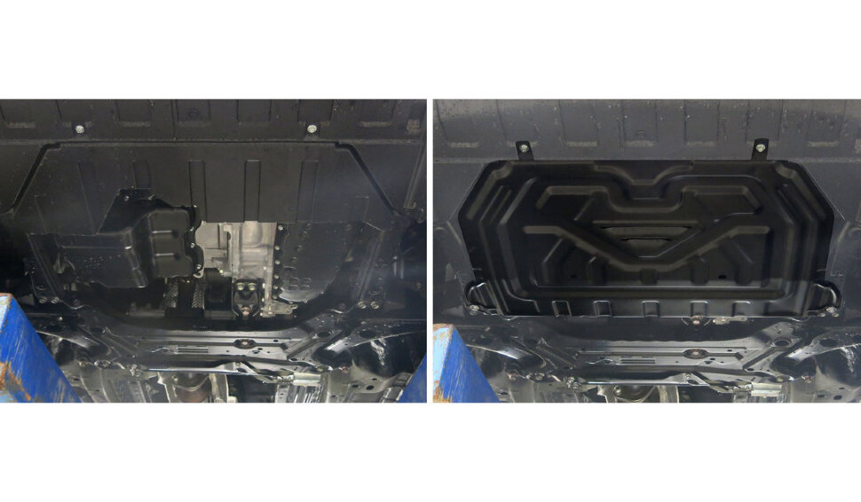 Защита картера и КПП АвтоБроня для Mitsubishi Outlander III 2012-2014, штампованная, сталь 1.5 мм, с крепежом, 111.04036.1