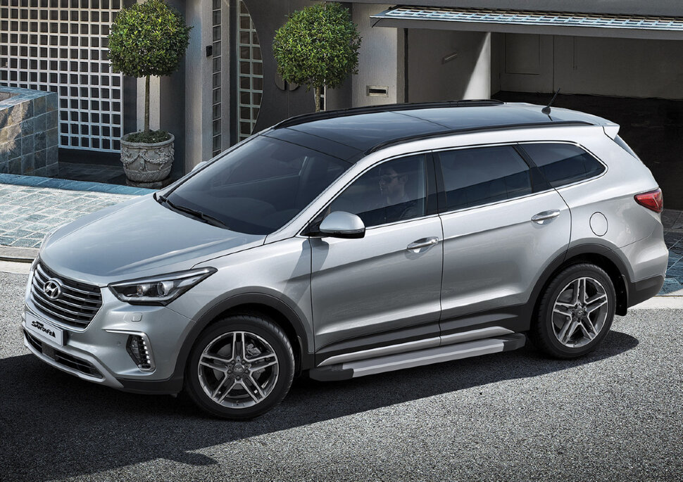 Пороги площадки (подножки) "Silver" Rival для Hyundai Grand Santa Fe 2013-2018, 180 см, 2 шт., алюминий, F180AL.2306.2 купить недорого