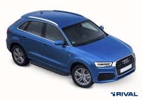 Пороги на автомобиль (подножки) "Premium-Black" Rival для Audi Q3 I 2011-2018, 173 см, 2 шт., алюминий, A173ALB.0301.1