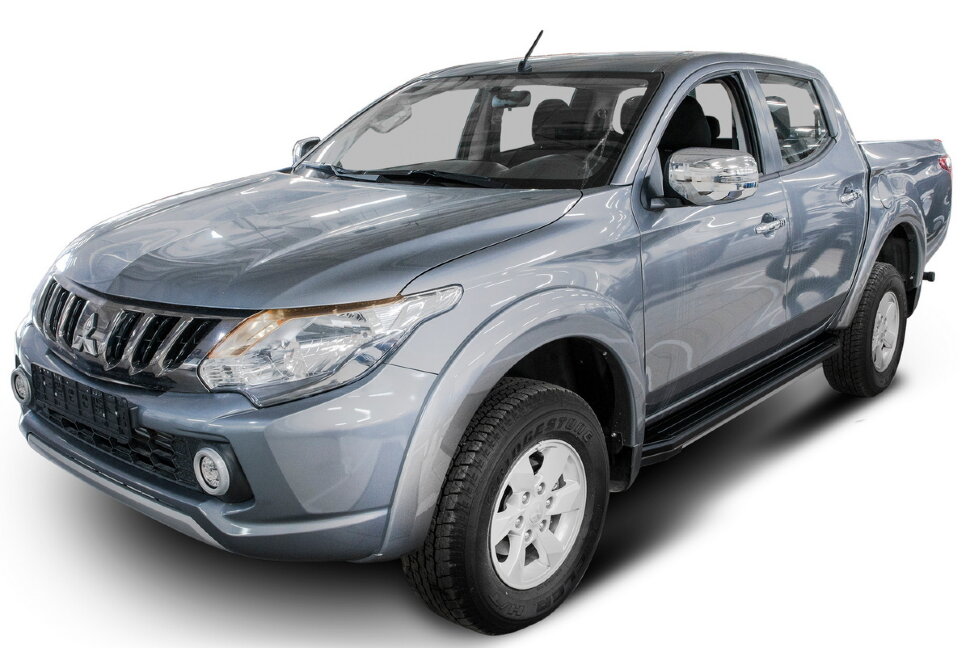 Пороги площадки (подножки) "Premium-Black" Rival для Mitsubishi L200 IV, V 2006-2019 2018-н.в., 193 см, 2 шт., алюминий, A193ALB.4003.1 купить недорого