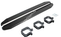 Пороги площадки (подножки) "Premium-Black" Rival для Mitsubishi L200 IV, V 2006-2019 2018-н.в., 193 см, 2 шт., алюминий, A193ALB.4003.1
