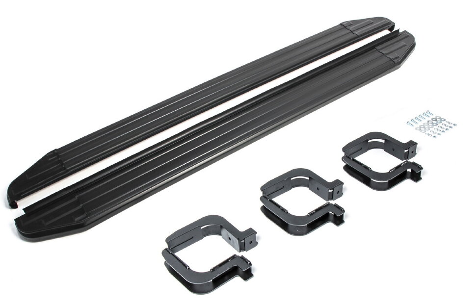 Пороги площадки (подножки) "Premium-Black" Rival для Mitsubishi L200 IV, V 2006-2019 2018-н.в., 193 см, 2 шт., алюминий, A193ALB.4003.1 высокого качества