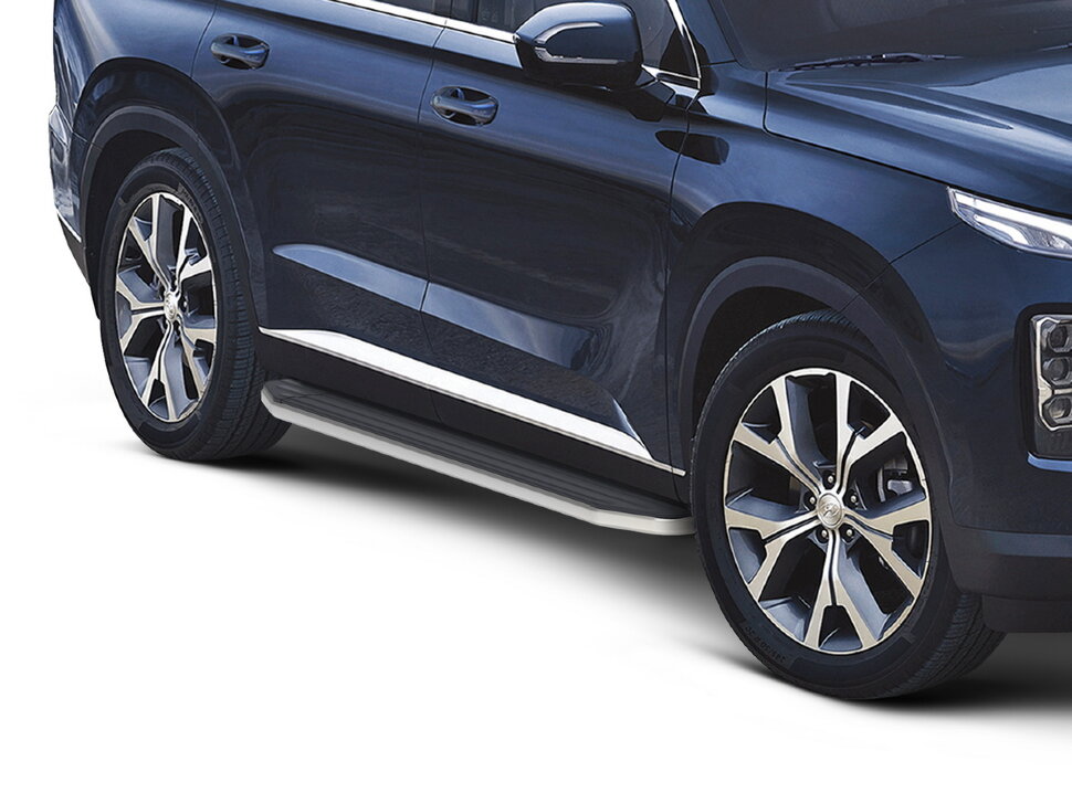 Пороги площадки (подножки) "Premium" Rival для Hyundai Palisade 2020-н.в., 193 см, 2 шт., алюминий, A193ALP.2311.1 с доставкой по всей России