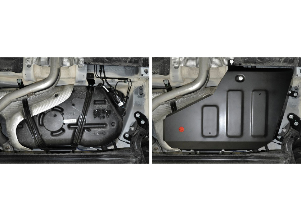 Защита топливного бака АвтоБроня для Belgee X50 РКПП FWD (V - 1.5) 2023-н.в., штампованная, сталь 1.8 мм, с крепежом, 111.01925.1