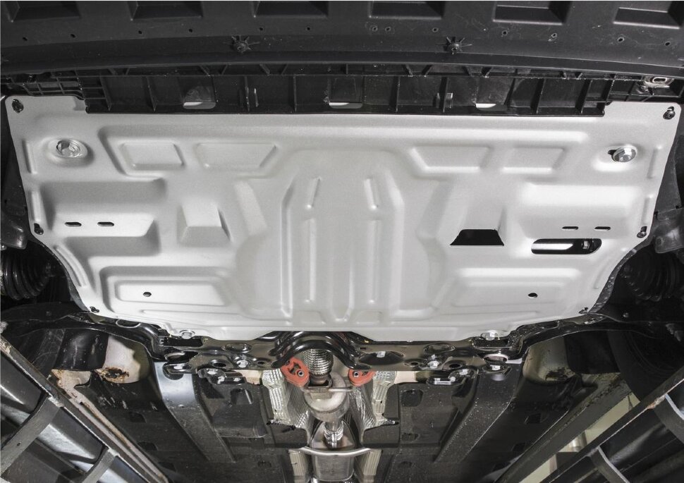 Защита картера и КПП Rival для Seat Ibiza IV 2008-2015, штампованная, алюминий 3 мм, с крепежом, 333.5842.1