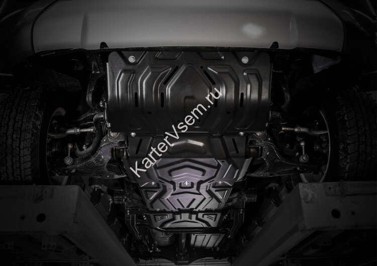 Защита радиатора, картера, КПП и РК АвтоБроня для Fiat Fullback 2016-н.в., штампованная, сталь 1.8 мм, 4 части, с крепежом, K111.04046.3