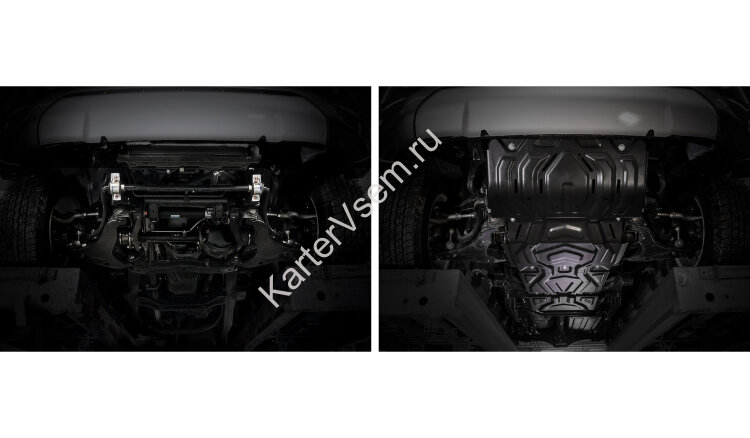 Защита радиатора, картера, КПП и РК АвтоБроня для Fiat Fullback 2016-н.в., штампованная, сталь 1.8 мм, 4 части, с крепежом, K111.04046.3