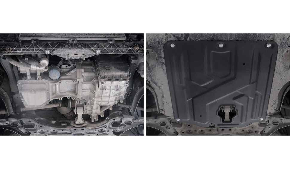 Защита картера и КПП АвтоБроня для Kia Cerato IV 2018-2021, штампованная, сталь 1.5 мм, с крепежом, 111.02382.1