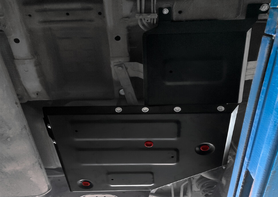 Защита топливного бака АвтоБроня для Jac S7 2020-н.в., сталь 1.4 мм, с крепежом, штампованная, 2 части, 111.09204.1