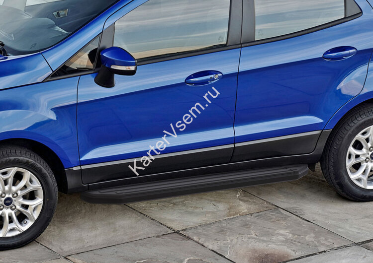 Пороги площадки (подножки) "Premium-Black" Rival для Ford EcoSport 2014-2018 2017-н.в., 160 см, 2 шт., алюминий, A160ALB.1806.1