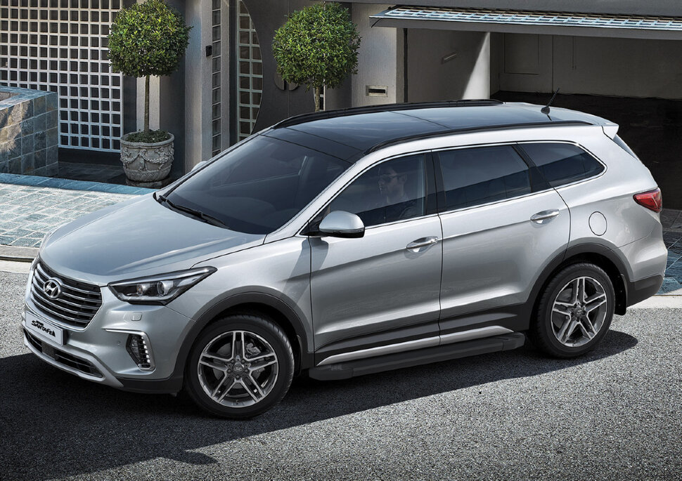 Пороги площадки (подножки) "Black" Rival для Hyundai Grand Santa Fe 2013-2018, 180 см, 2 шт., алюминий, F180ALB.2306.2 купить недорого
