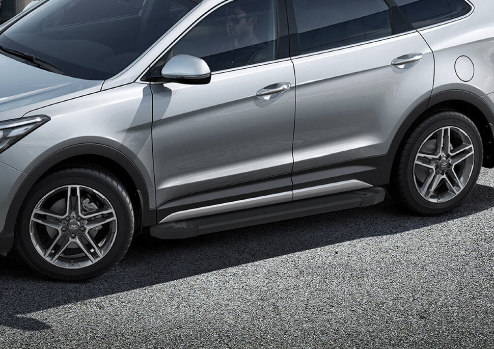 Пороги площадки (подножки) "Black" Rival для Hyundai Grand Santa Fe 2013-2018, 180 см, 2 шт., алюминий, F180ALB.2306.2 с доставкой по всей России