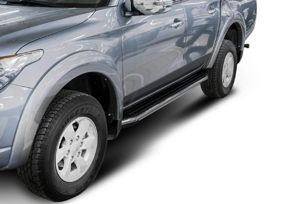 Пороги площадки (подножки) "Premium" Rival для Mitsubishi L200 IV, V 2006-2019 2018-н.в., 193 см, 2 шт., алюминий, A193ALP.4003.1 с доставкой по всей России