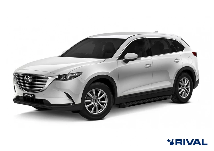 Пороги на автомобиль (подножки) "Black" Rival для Mazda CX-9 II 2016-н.в., 193 см, 2 шт., алюминий, F193ALB.3803.2