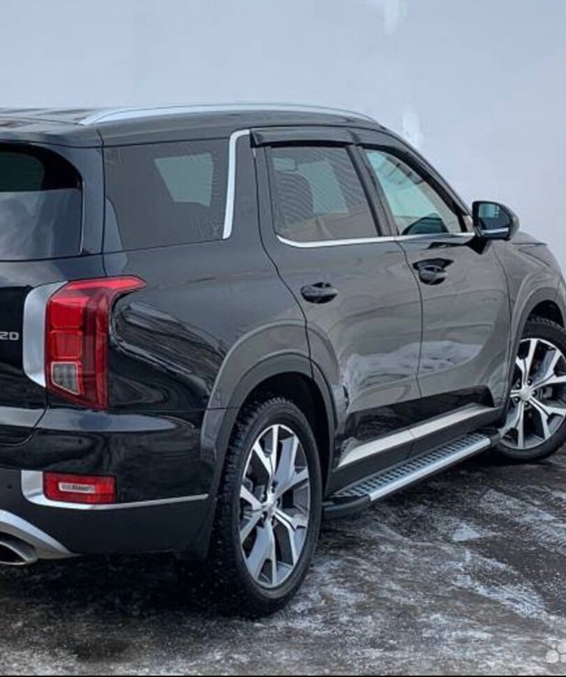 Пороги площадки (подножки) "Bmw-Style круг" Rival для Hyundai Palisade 2020-н.в., 193 см, 2 шт., алюминий, D193AL.2311.1 купить недорого